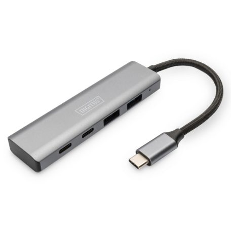 Digitus USB-C 4 Port HUB, 2x USB A + 2x USB-C Dark Gray