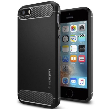 Spigen Rugged Armor, black - iPhone SE 2016/5s/5