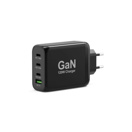 Port Designs 120W GaN Charger USB-C & USB-A Power Delivery and Quick Charge Black