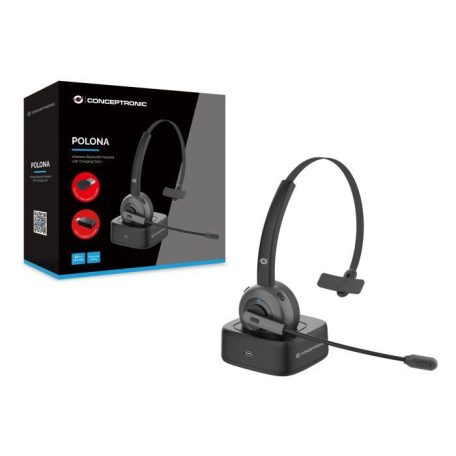 Conceptronic  POLONA03BDA Wireless Bluetooth Mono Headset with Charging Dock Black