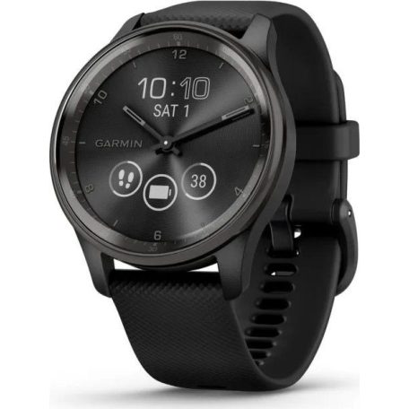 Garmin Vivomove Trend Slate Stainless Steel Bezel with Black Case and Silicone Band