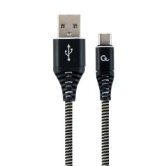   Gembird CC-USB2B-AMCM-2M-BW Premium cotton braided Type-C USB charging and data cable 2m Black/White