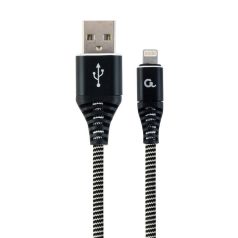   Gembird CC-USB2B-AMLM-1M-BW Premium cotton braided 8-pin cable charging and data cable 1m Black/White