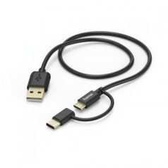 Hama FIC E3 USB/USB Type-C 2in1 adatkábel, 1m Black