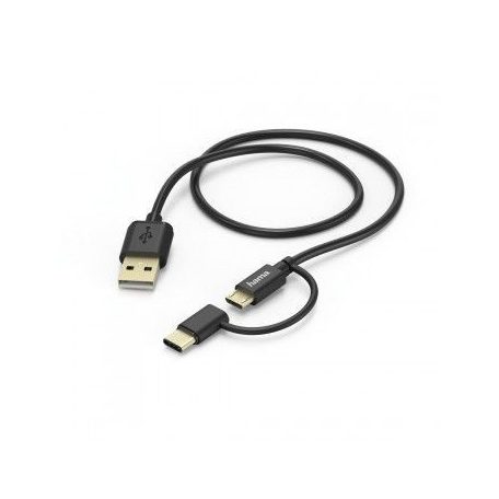 Hama FIC E3 USB/USB Type-C 2in1 adatkábel, 1m Black