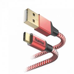   Hama FIC E3 USB Type-C reflective töltő és adatkábel 1,5m Red