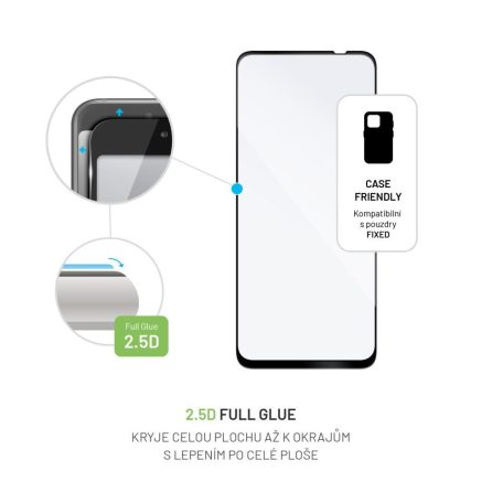 FIXED teljes képernyőt védő 2,5D edzett üveg Motorola Moto G73 5G készülékhez, fekete