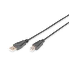 Digitus USB 2.0 connection cable, USB A to USB B 3m Black