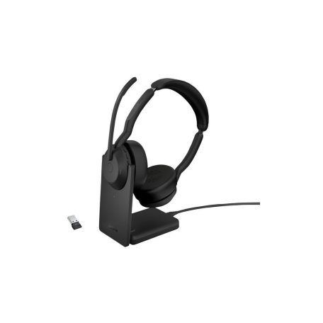 Jabra Evolve2 55 MS Stereo with Link380a Bluetooth Headset with Charging Stand Black