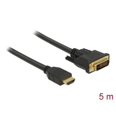 DeLock HDMI to DVI 24+1 cable bidirectional 5m Black