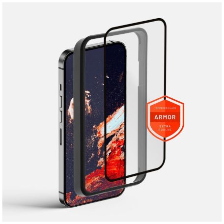 FIXED Armor teljes kijelzőt fedő 2,5D edzett üvegfólia applikátorral Apple iPhone X/XS/11 Pro, fekete