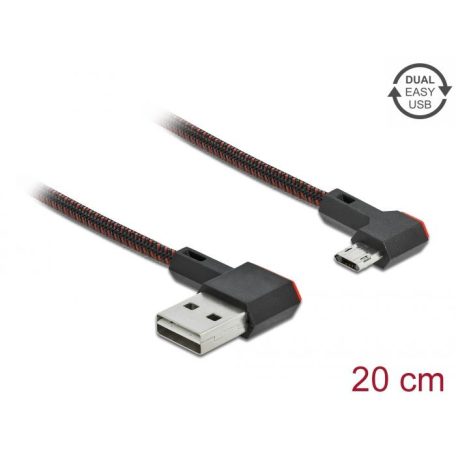 DeLock EASY-USB 2.0 Cable Type-A male to EASY-USB Type Micro-B male angled left / right 0,2m Black