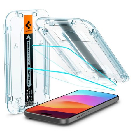 Spigen iPhone 15 Screen Protector EZ FIT GLAS.tR Transparency (2 Pack)