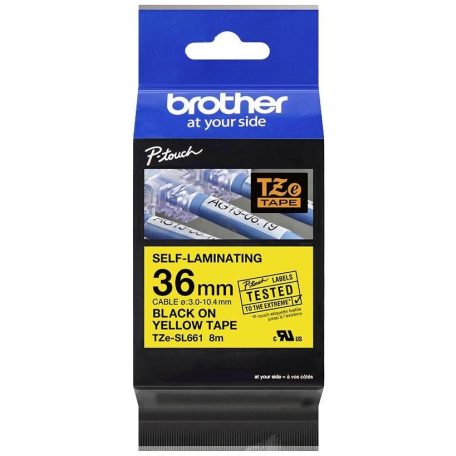 Brother TZe-SL661 laminált P-touch szalag (36mm) Black on Yellow-8m