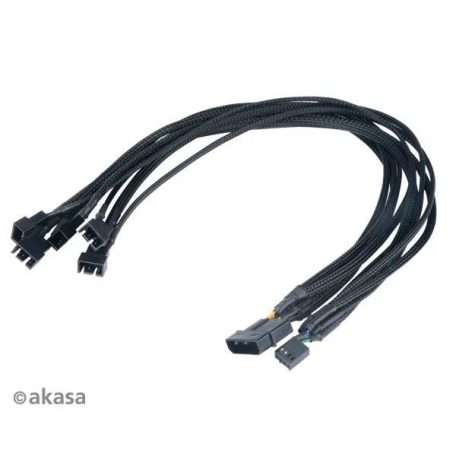 Akasa FLEXA FP5 4pin Molex - 5x 4pin PWM Fan Cable 0,45m Black