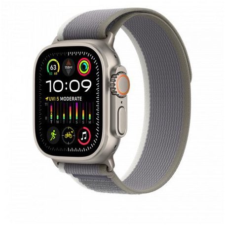 Apple Watch Ultra 2 Cellular 49mm Titanium Case with Green/Grey Trail Loop M/L