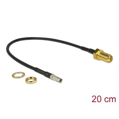 DeLock Antenna Cable SMA jack bulkhead>TS-9 plug RG-174 0,2m Black