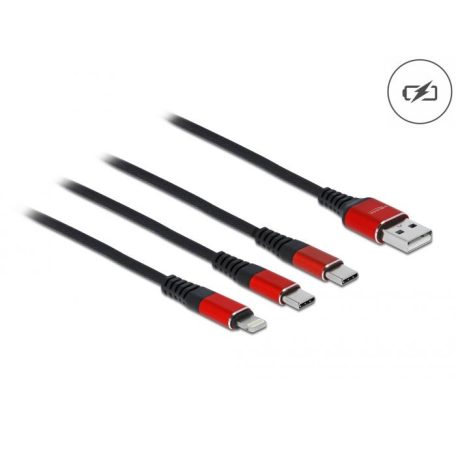 DeLock USB Charging Cable 3in1 Type-A to Lightning/Micro USB/USB Type-C 0,3m Black