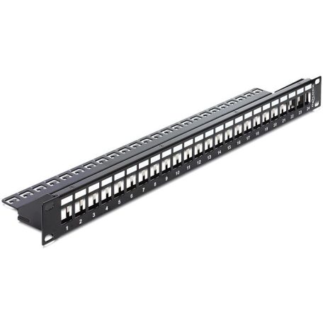 DeLock 19″ Keystone Patch Panel 24 Port Black