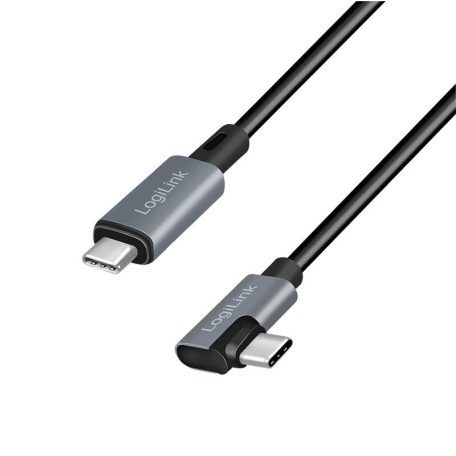 Logilink USB 2.0 Type-C cable C/M 90° to USB-C/M E-mark PD 1m Black