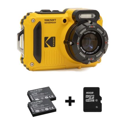 Kodak Pixpro WPZ2 Yellow Waterproof + 2db akku 16GB microSD Card