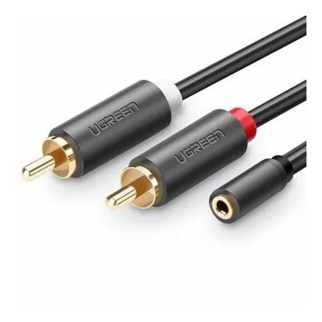 UGREEN 2xRCA to 3,5mm jack male/famale cable 0,25m Black