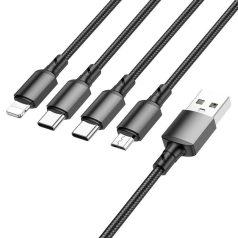   BOROFONE USB-A to 2xUSB-C, micro USB, Lightning male/male cable 1m Black