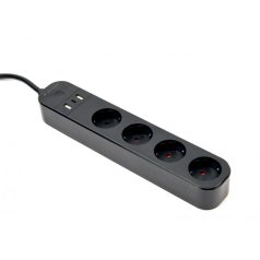 Gembird Smart power strip with USB charger 4 sockets Black