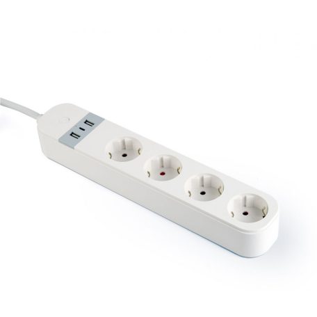 Gembird Smart power strip with USB charger 4 sockets White