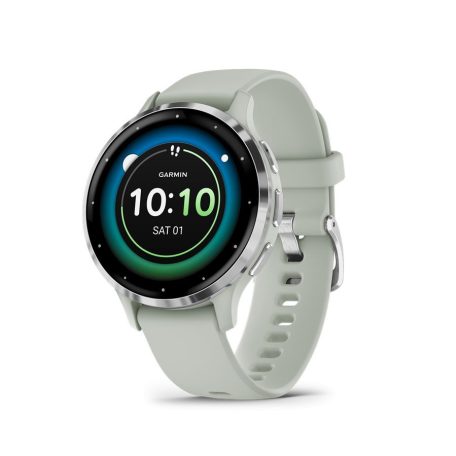 Garmin Venu 3S Silver Stainless Steel Bezel with Sage Grey Case and Silicone Band