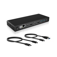   Raidsonic IcyBox IB-DK2245AC USB 3.0 Type-A + Type-C Dock with PD 65 W Black