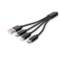 Digitus 3-in1 Charger male/male cable 0,15m Black