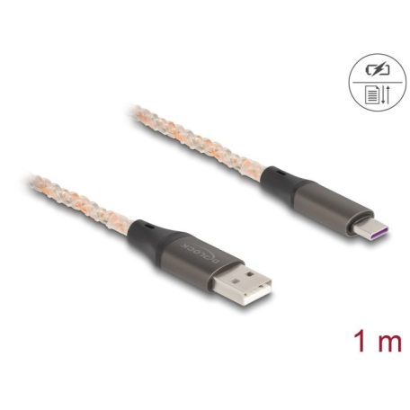 DeLock USB-A to USB-C male/male cable 1m RGB