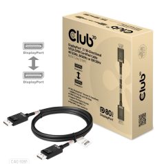   Club3D DisplayPort 2.1 Bi-Directional VESA DP80 4K120Hz 8K60Hz or 10K30Hz Certified Cable 1,2m Black