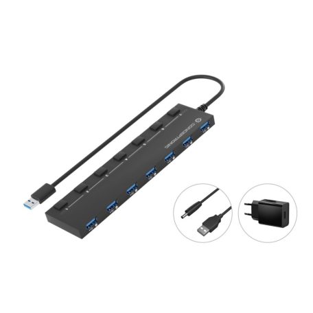 Conceptronic  HUBBIES19BP 7-portos USB3.0 HUB Black