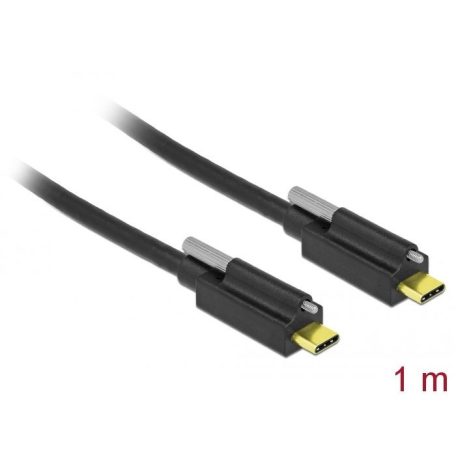 DeLock SuperSpeed USB 10 Gbps (USB 3.1 Gen 2) USB Type-C male > USB Type-C male with screw on top cable 1m Black