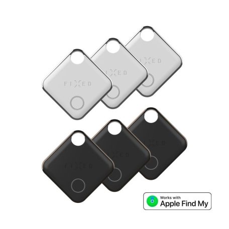 FIXED Tag intelligens helymeghatározó eszköz, Apple Find My applikációval működik,  hat db/csomag, 3x fekete + 3x fehér