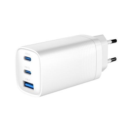 Gembird 3-port 65W GaN USB PowerDelivery fast charger White