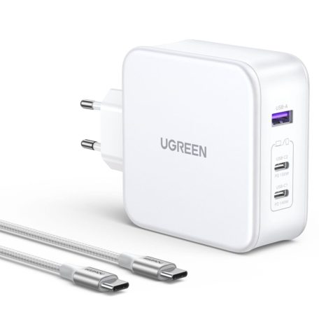 UGREEN Nexode USB-A+2*USB-C 140W GaN Fast Charger+USB-C Cable White