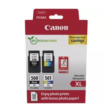 Canon PG-560 XL + CL-561 XL Multipack tintapatron + Photo Paper Value Pack