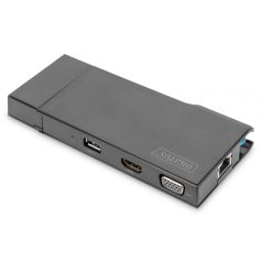   Digitus DA-70894 Universal Docking Station USB3.0 7-Port Travel 2x Video 2x USB3.0 RJ45 2x Card Reader Black