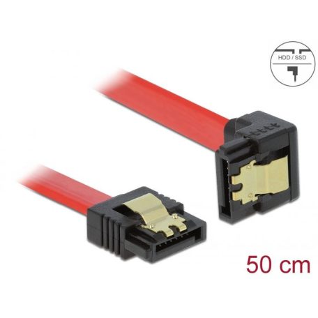 DeLock SATA 6 Gb/s Cable straight to downwards angled 50cm Red