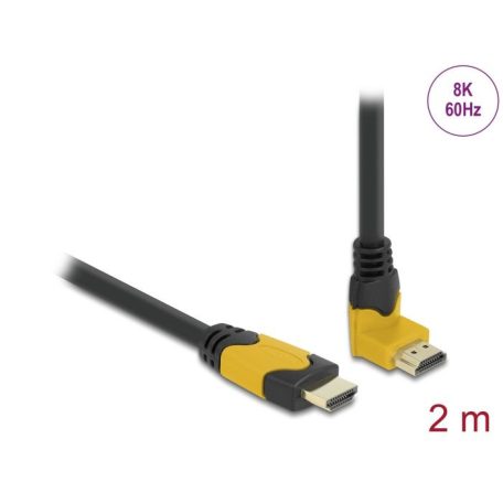 DeLock High Speed HDMI cable male straight to male 90° upwards angled 48 Gbps 8K 60Hz 2m Black