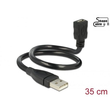 DeLock Cable USB 2.0 Type-A male > USB 2.0 Micro-B female ShapeCable 0,35m Black