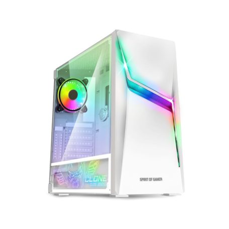 Spirit Of Gamer Clone 4 RGB Tempered Glass White