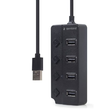 Gembird 4-port USB2.0 HUB with Switches Black