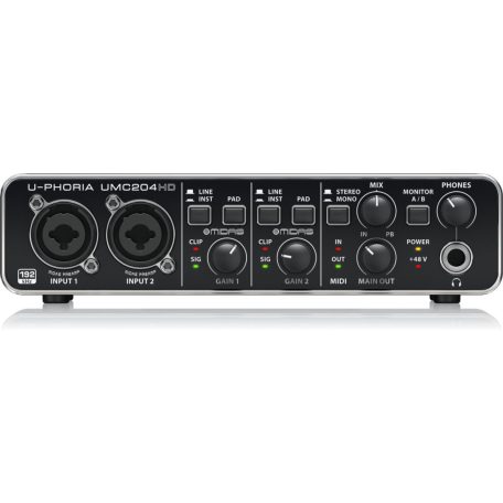 Behringer UMC204HD Audiophile 2x4, 24-Bit/192 kHz USB Audio/MIDI Interface with Midas Mic Preamplifiers