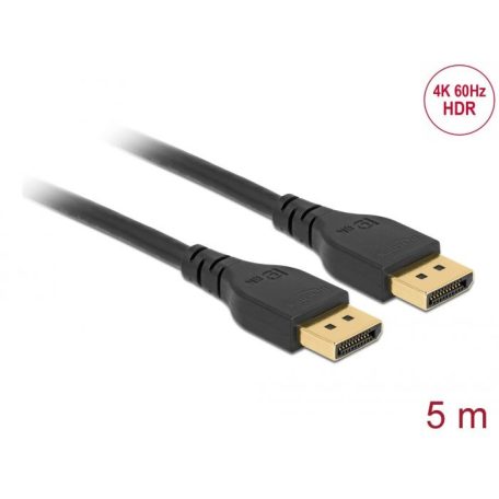 DeLock DisplayPort 1.2 cable 4K 60 Hz 5m without latch Black