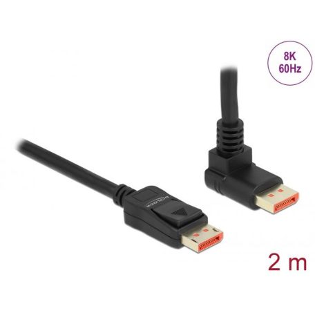 DeLock DisplayPort cable male straight to male 90° upwards angled 8K 60 Hz 2m