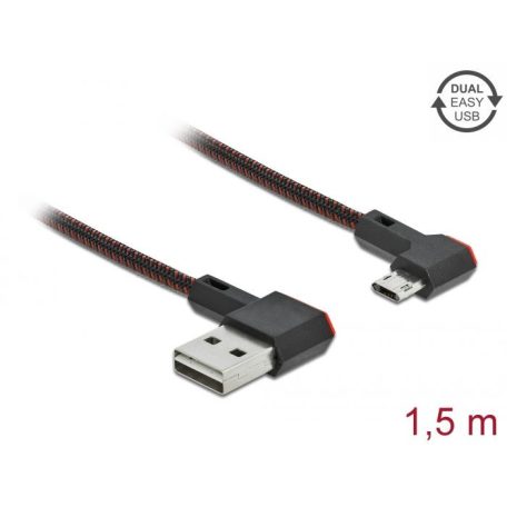 DeLock EASY-USB 2.0 Cable Type-A male to EASY-USB Type Micro-B male angled left / right 1.5m Black